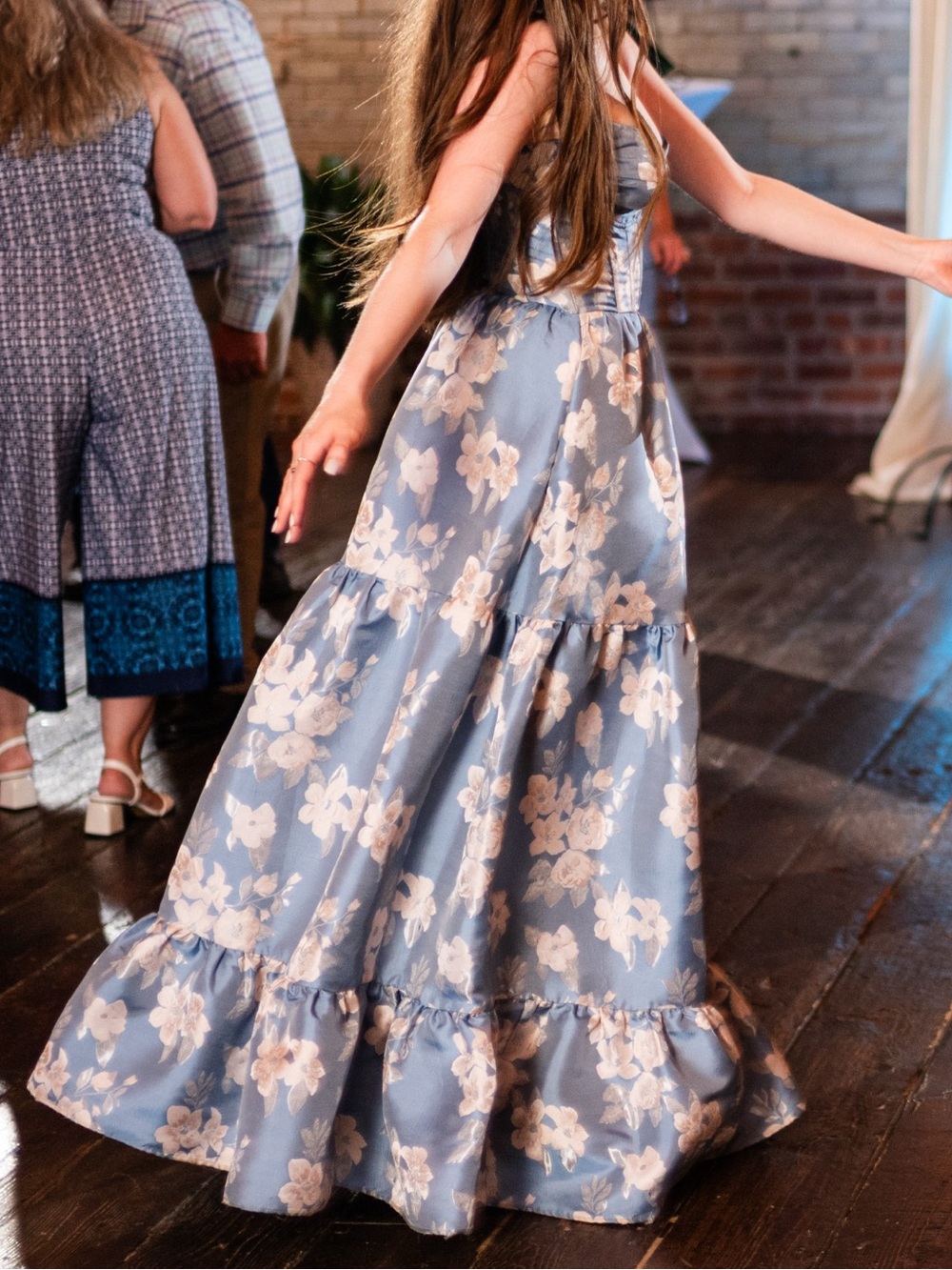 V. Chapman Blue Floral Maxi Dress with White Flowers - Picture 16 of 16